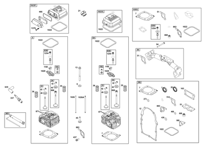 Cylinder Head Group Diagram and Parts List for 386442-0467-G1  Briggs and Stratton Engine